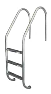 Sterns stainless steel deck ladder with three internal steps and curved handrails